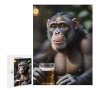 Rompecabezas 500 PCS para Adolescentes Chimpanzee Drinking Funny Rompecabezas para Adultos Juego Familiar Decoración del Hogar para Cumpleaños, Navidad 500 PCS