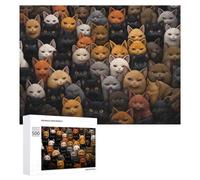 Rompecabezas 500 PCS para Adolescentes Colorful Cat Collage Rompecabezas para Adultos Juguete Decoración De Pared Mejora La Memoria Ayuda A Ejercitar El Cerebro 500 PCS
