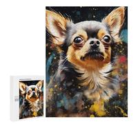 Rompecabezas 500 PCS para Adolescentes Colorful Chihuahua Portrait -2 Rompecabezas para Adultos Juguete Decoración De Pared Mejora La Memoria Ayuda A Ejercitar El Cerebro 500 PCS
