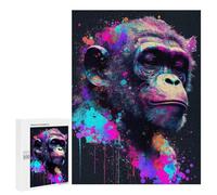 Rompecabezas 500 PCS para Adolescentes Colorful Chimpanzee Rompecabezas para Adultos Juguetes DIY para La Diversión Familiar Ayuda A Ejercitar El Cerebro 500 PCS