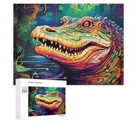 Rompecabezas 500 PCS para Adolescentes Colorful Crocodile in Lush Jungle -2 Rompecabezas para Adultos Juego De Ingenio Análisis Y Lógica 500 PCS