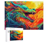 Rompecabezas 500 PCS para Adolescentes Colorful Dragon Artwork Rompecabezas para Adultos Juego Familiar Carrera De Velocidad De Manos Regalos para Reducir El Estrés 500 PCS