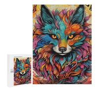 Rompecabezas 500 PCS para Adolescentes Colorful Fox Portrait-10 Rompecabezas para Adultos Juegos Relajantes Decoración Interacción Entre Padres E Hijos 500 PCS
