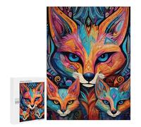 Rompecabezas 500 PCS para Adolescentes Colorful Foxes Abstract Art Rompecabezas para Adultos Juegos Divertidos Una Obra De Arte Ayuda A Ejercitar El Cerebro 500 PCS