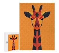 Rompecabezas 500 PCS para Adolescentes Colorful Giraffe Vector Portrait on Bright Orange Rompecabezas para Adultos Juguetes DIY para La Diversión Familiar Ayuda A Ejercitar El Cerebro 500 PCS