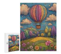 Rompecabezas 500 PCS para Adolescentes Colorful Hot Air Balloon Scene Rompecabezas para Adultos Mejora La Memoria Interacción Entre Padres E Hijos Juguete Juego Intelectual 500 PCS