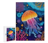 Rompecabezas 500 PCS para Adolescentes Colorful Jellyfish Art Print Rompecabezas para Adultos Mejora La Memoria Interacción Entre Padres E Hijos Juguete Juego Intelectual 500 PCS