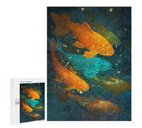 Rompecabezas 500 PCS para Adolescentes Colorful Koi Fish Swimming-1 Rompecabezas para Adultos Que Mejoran La Memoria Difícil Y Desafiante Cumpleaños 500 PCS