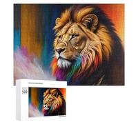 Rompecabezas 500 PCS para Adolescentes Colorful Lion Art Print-3 Rompecabezas para Adultos Juguete Decoración De Pared Mejora La Memoria Ayuda A Ejercitar El Cerebro 500 PCS
