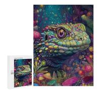 Rompecabezas 500 PCS para Adolescentes Colorful Lizard in Fantasy Forest Rompecabezas para Adultos Mejora La Memoria Interacción Entre Padres E Hijos Juguete Juego Intelectual 500 PCS