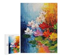 Rompecabezas 500 PCS para Adolescentes Colorful Lotus Pond Painting Rompecabezas para Adultos Juegos Divertidos Difíciles Desafiantes De Completar 500 PCS