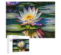 Rompecabezas 500 PCS para Adolescentes Colorful Lotus Pond Reflections Rompecabezas para Adultos Juego Familiar Carrera De Velocidad De Manos Regalos para Reducir El Estrés 500 PCS