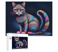 Rompecabezas 500 PCS para Adolescentes Colorful Mandala Cat Art Print Rompecabezas para Adultos Juguete Decoración De Pared Mejora La Memoria Ayuda A Ejercitar El Cerebro 500 PCS