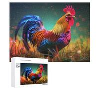 Rompecabezas 500 PCS para Adolescentes Colorful Rooster in Garden Rompecabezas para Adultos Juegos Relajantes Decoración Interacción Entre Padres E Hijos 500 PCS