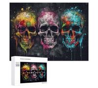 Rompecabezas 500 PCS para Adolescentes Colorful Skulls Artistic Fusion Rompecabezas para Adultos Juegos Divertidos Una Obra De Arte Ayuda A Ejercitar El Cerebro 500 PCS