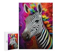 Rompecabezas 500 PCS para Adolescentes Colorful Zebra Artwork Rompecabezas para Adultos Juego Familiar Carrera De Velocidad De Manos Regalos para Reducir El Estrés 500 PCS