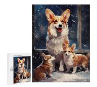 Rompecabezas 500 PCS para Adolescentes Corgi Xmas Family Rompecabezas Juego De Ingenio Aliviador De Estrés Desafiante para Completar 500 PCS