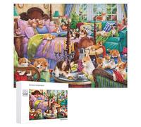 Rompecabezas 500 PCS para Adolescentes Corgis in Cozy Living Room Rompecabezas para Adultos Juego De Ingenio Análisis Y Lógica 500 PCS