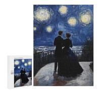 Rompecabezas 500 PCS para Adolescentes Couple Under Starry Night Painting Rompecabezas para Adultos Juegos De Relajación Vacaciones En Casa Matar El Tiempo 500 PCS