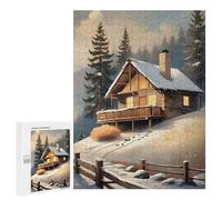 Rompecabezas 500 PCS para Adolescentes Cozy Cabin in The Snow Rompecabezas Juegos Familiares Ensamblaje De Patrones Cumpleaños Y Navidad 500 PCS