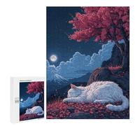 Rompecabezas 500 PCS para Adolescentes Cute Cat Sleeping Sakura Rompecabezas para Adultos Juego Práctico Regalo De Cumpleaños Regalo De Cumpleaños, Regalos, 500 PCS