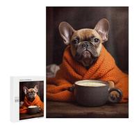 Rompecabezas 500 PCS para Adolescentes Cute French Bulldog Coffee Rompecabezas para Adultos Juguetes De Bricolaje Pero Un Desafío Educativo Divertido Y Humorístico 500 PCS
