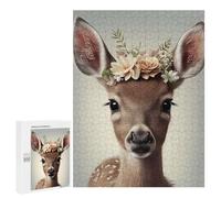 Rompecabezas 500 PCS para Adolescentes Deer Floral Animal Face Rompecabezas para Adultos Juego Práctico Arte De Pared Desafiante De Completar 500 PCS