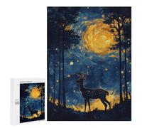 Rompecabezas 500 PCS para Adolescentes Deer in The Night Sky Painting Rompecabezas para Adultos Juego Práctico Pero Divertido Y Humorístico Regalo De Cumpleaños, Regalos, 500 PCS