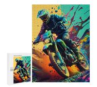 Rompecabezas 500 PCS para Adolescentes Dirt Motocross Art Rompecabezas Juego De Ingenio Aliviador De Estrés Desafiante para Completar 500 PCS