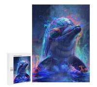 Rompecabezas 500 PCS para Adolescentes Dolphin In Colorful Paint Rompecabezas Juego De Ingenio Aliviador De Estrés Desafiante para Completar 500 PCS