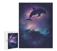 Rompecabezas 500 PCS para Adolescentes Dolphin Silhouette Galaxy Rompecabezas para Adultos Juego Práctico Decoración del Hogar Cumpleaños Y Navidad 500 PCS
