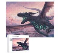 Rompecabezas 500 PCS para Adolescentes Dragon Soaring Through Clouds at Sunset Rompecabezas para Adultos Juego Familiar Carrera De Velocidad De Manos Regalos para Reducir El Estrés 500 PCS