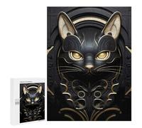 Rompecabezas 500 PCS para Adolescentes Elegant Golden Black Cat Rompecabezas para Adultos Juegos Familiares Regalo De Cumpleaños Regalos De Cumpleaños Únicos 500 PCS