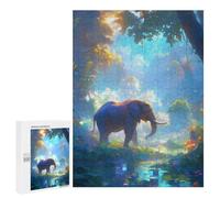 Rompecabezas 500 PCS para Adolescentes Elephant in Lush Jungle Rompecabezas para Adultos Juego Familiar Decoración del Hogar para Cumpleaños, Navidad 500 PCS