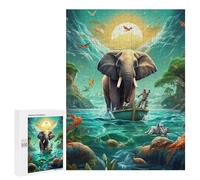 Rompecabezas 500 PCS para Adolescentes Elephant Journey on Water Rompecabezas para Adultos Juegos Relajantes Difícil Difícil Desafío Educativo 500 PCS