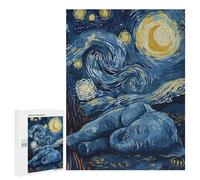 Rompecabezas 500 PCS para Adolescentes Elephant Under Starry Night Sky Rompecabezas para Adultos Juego Familiar Una Obra De Arte como Regalo para Toda La Familia 500 PCS