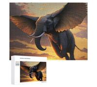 Rompecabezas 500 PCS para Adolescentes Elephant with Wings Soaring at Sunset Rompecabezas para Adultos Juegos Relajantes Decoración Interacción Entre Padres E Hijos 500 PCS