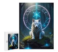 Rompecabezas 500 PCS para Adolescentes Enchanted Wolf in Mystic Forest Rompecabezas para Adultos Juego Práctico Pero Divertido Y Humorístico para Cumpleaños, Navidad 500 PCS