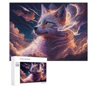 Rompecabezas 500 PCS para Adolescentes Enchanted Wolf in Stormy Sky Rompecabezas para Adultos Juego Familiar Carrera De Velocidad De Manos Regalos para Reducir El Estrés 500 PCS