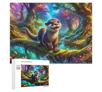 Rompecabezas 500 PCS para Adolescentes Fantasy Forest with Otter Rompecabezas para Adultos Juegos Relajantes Decoración Interacción Entre Padres E Hijos 500 PCS