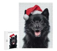 Rompecabezas 500 PCS para Adolescentes Festive Schipperke Dog with Santa Hat Rompecabezas para Adultos Juego Práctico Decoración del Hogar Cumpleaños Y Navidad 500 PCS