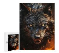 Rompecabezas 500 PCS para Adolescentes Fierce Black Wolf in Fire Rompecabezas DIY Juguetes Una Obra De Arte como Regalo para Toda La Familia 500 PCS