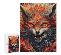 Rompecabezas 500 PCS para Adolescentes Flaming Fox Artwork -2 Rompecabezas para Adolescentes Juegos Divertidos Ensamblaje De Patrones Ayuda Al Cerebro A Ejercitarse 500 PCS