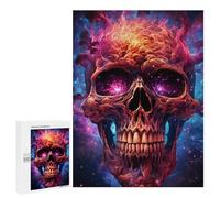 Rompecabezas 500 PCS para Adolescentes Flaming Skull Artwork Rompecabezas para Adultos Juegos Relajantes Difícil Difícil Desafío Educativo 500 PCS