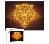 Rompecabezas 500 PCS para Adolescentes Flaming Tiger Artwork Rompecabezas para Adultos Juegos Divertidos Una Obra De Arte Ayuda A Ejercitar El Cerebro 500 PCS