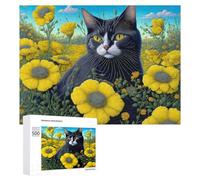 Rompecabezas 500 PCS para Adolescentes Flower Cat Garden Rompecabezas para Adultos Juguete Decoración De Pared Mejora La Memoria Ayuda A Ejercitar El Cerebro 500 PCS