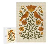 Rompecabezas 500 PCS para Adolescentes Folk Art Birds and Flowers Scandinavian Rompecabezas para Adultos Juegos Relajantes Decoración del Hogar Cumpleaños Y Navidad 500 PCS
