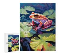 Rompecabezas 500 PCS para Adolescentes Frog on A Leaf Painting Rompecabezas para Adultos Juegos De Relajación Vacaciones En Casa Matar El Tiempo 500 PCS