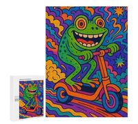 Rompecabezas 500 PCS para Adolescentes Frog on ScooterArt Rompecabezas para Adultos Juego Práctico Arte De Pared Desafiante De Completar 500 PCS