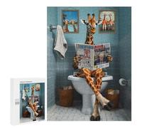 Rompecabezas 500 PCS para Adolescentes Funny Giraffe Using Toilet Rompecabezas para Adultos Juego Práctico Pero Divertido Y Humorístico Regalo De Cumpleaños, Regalos, 500 PCS
